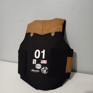 NOCONA KIDS XL Black and Brown Twister Bull Riding Vest with Patches